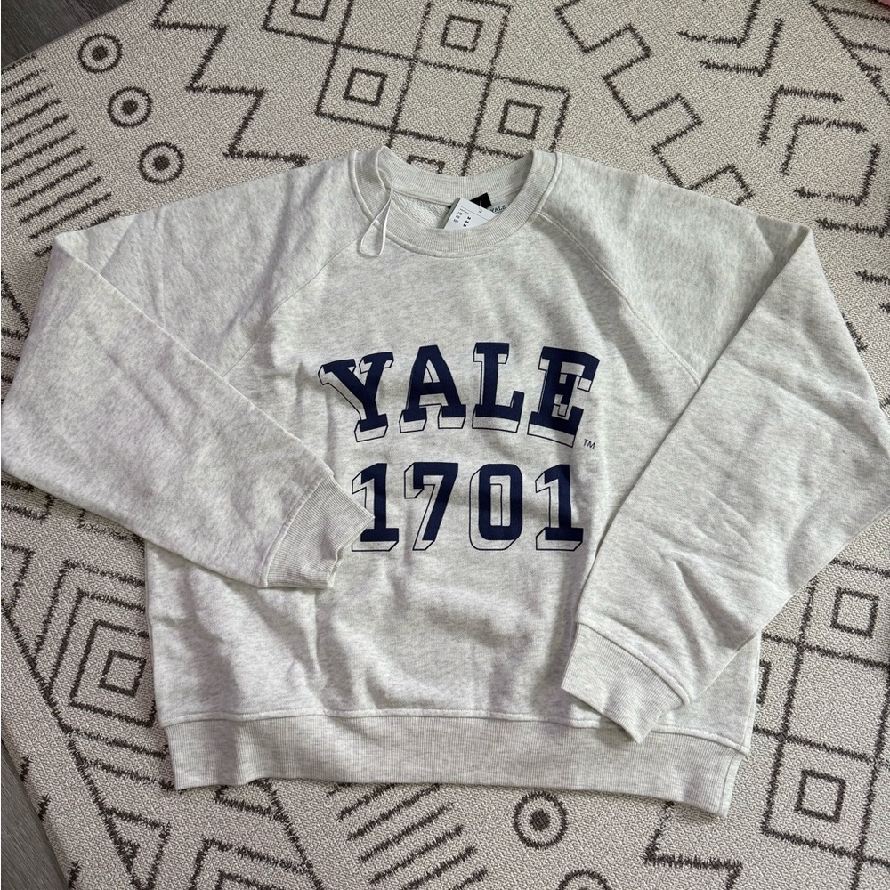 Divided Light Gray Crewneck Sweatshirt with Navy YALE 1701 Print